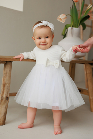  Dress with tulle (3 months - 2 years) ( Crem 1 an / 80 cm)