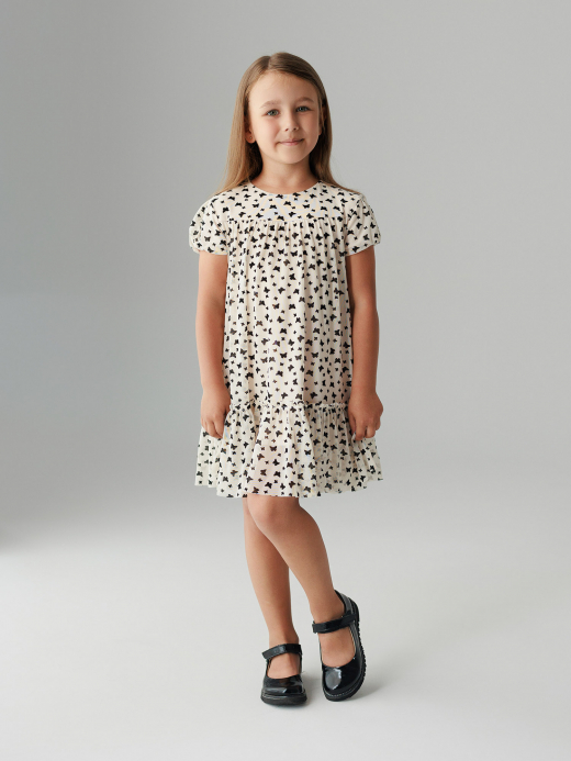  Платье с короткими рукавами (2-8 лет) ( Roz 6 ani / 116 cm)