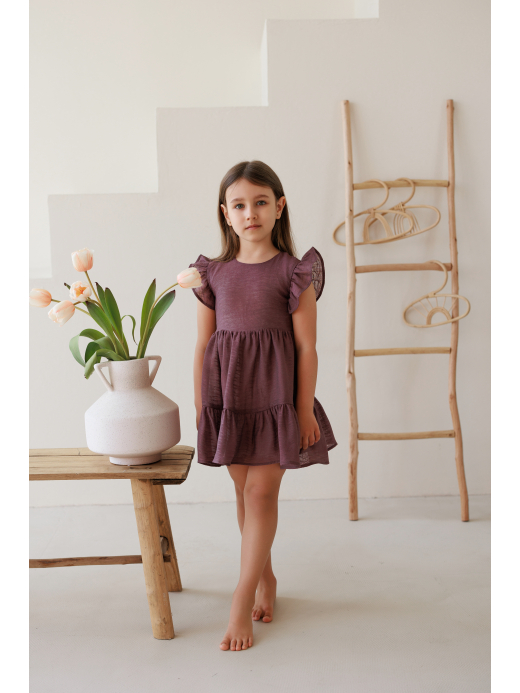  Dress with ruffles (3-6 years) ( Bordo 3 ani / 98 cm)