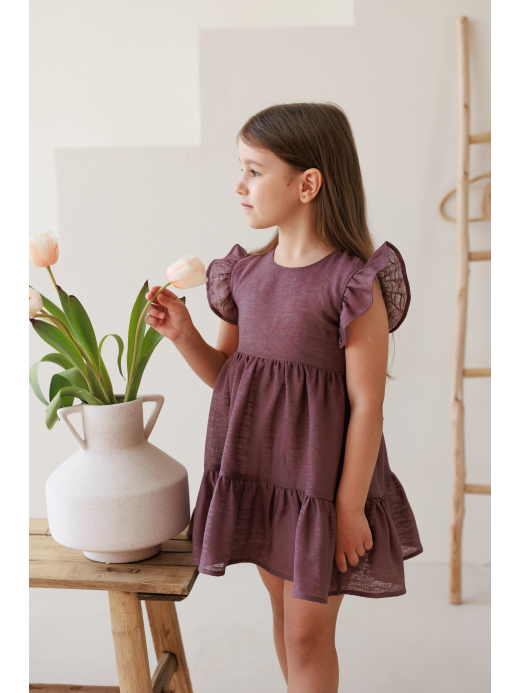  Dress with ruffles (3-6 years) ( Bordo 3 ani / 98 cm)