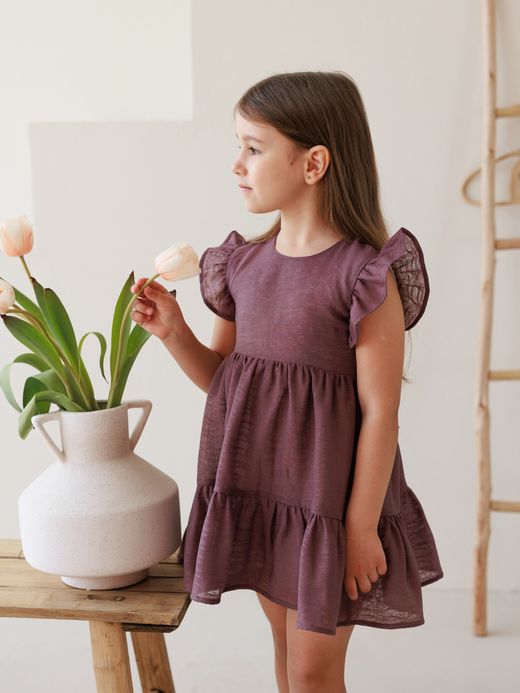  Платье с рюшами (3-6 лет) ( Bordo 3 ani / 98 cm)