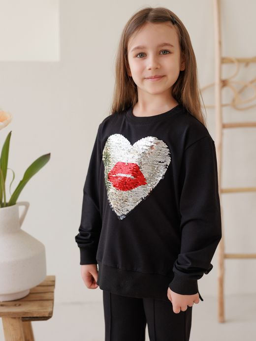  Sequin sweater (7-12 years old) ( Negru 11 ani / 146 cm)