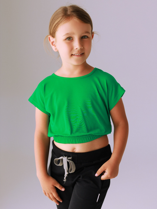  Cropped T-shirt (7-12 years) ( Verde 11 ani / 146 cm)