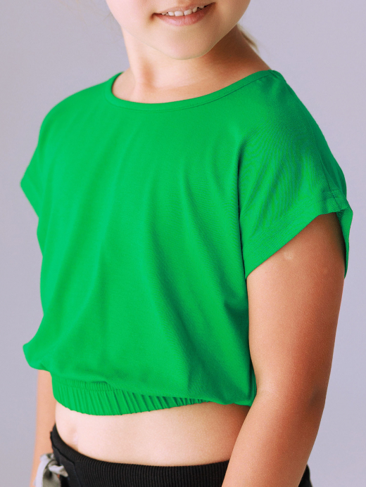 Cropped T-shirt (7-12 years) ( Verde 11 ani / 146 cm)
