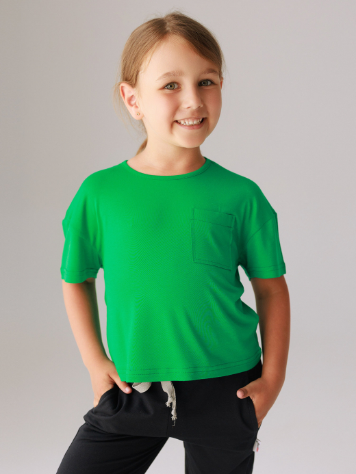  Cropped T-shirt (7-12 years) ( Verde 7 ani / 122 cm)