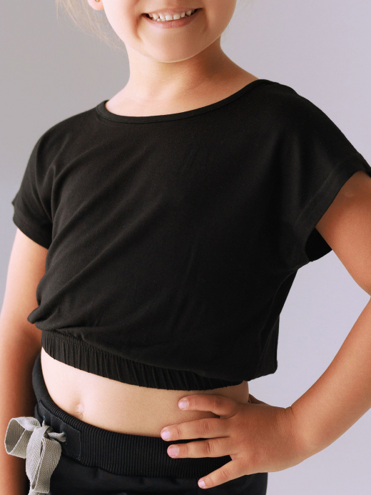  Укороченная футболка (7-12 лет) ( Negru 8 ani / 128 cm)