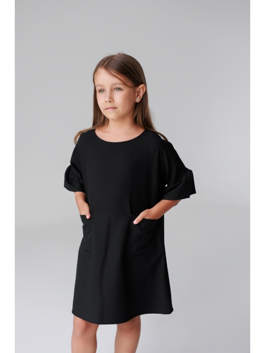  Rochie neagră oversize (7-12 ani) ( Negru 11 ani / 146 cm)