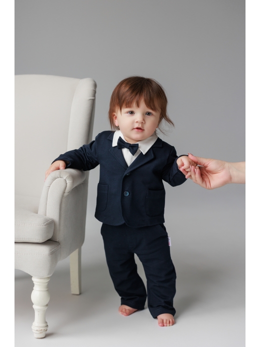  Set elegant 4 piese (0 - 2 ani) ( Albastru închis 9 luni / 74 cm)