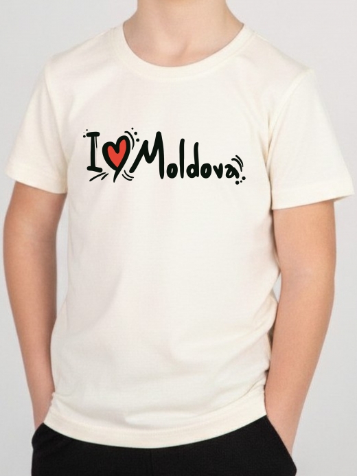  Tricou cu imprimeu MOLDOVA ( Crem 1-2 ani (80-92 cm))