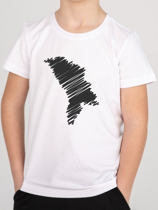  Tricou cu imprimeu MOLDOVA ( Alb 7-8 ani (122-128 cm))