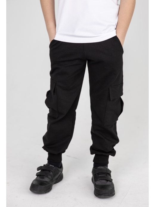  Pantaloni  Cargo (7-10 ani) ( Negru 7 ani / 122 cm)