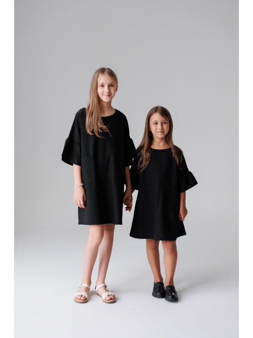  Rochie neagră oversize (7-12 ani) ( Negru 11 ani / 146 cm)