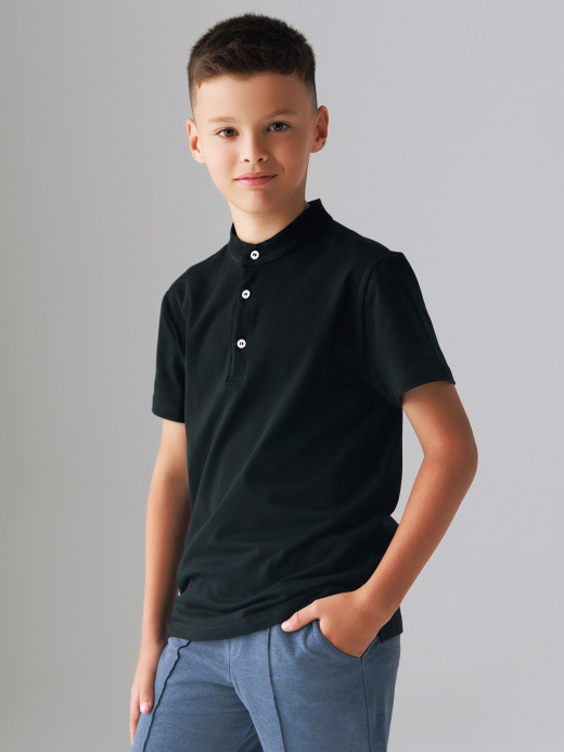  Shirt with a grandad collar (7-12 years) ( Negru 9 ani / 134 cm)