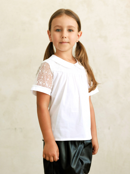  Bluză cu guler (7-12 ani) ( Crem 10 ani / 140 cm)