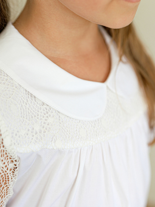  Cotton blouse with a collar (7-12 years) ( Crem 10 ani / 140 cm)
