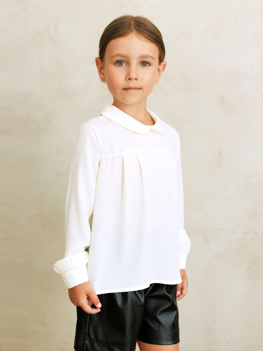  Blouse with a collar (7-12 years) ( Crem 12 ani / 152 cm)