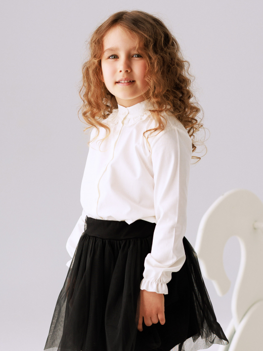  Blouse with a frill-trimmed collar (1-8 years) ( Crem 7 ani / 122 cm)