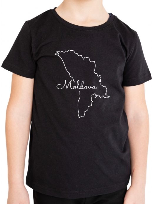  Tricou cu imprimeu MOLDOVA ( Negru 7-8 ani (122-128 cm))