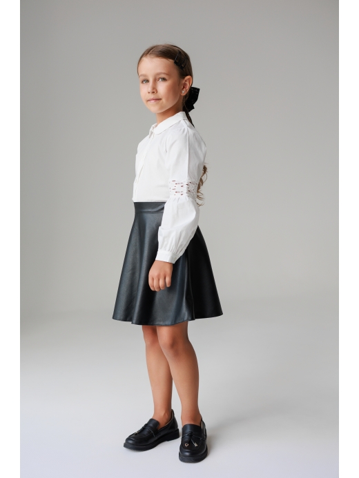  Fustă din eco-piele (7-12 ani) ( Negru 11 ani / 146 cm)