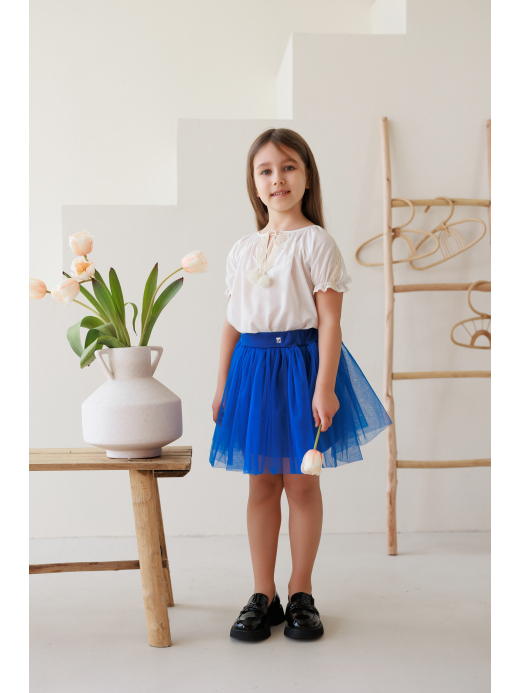  Skirt of tulle (2-8 years) ( Albastru 8 ani / 128 cm)