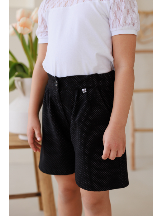  Pantaloni scurti eleganti (2-8 ani) ( Negru 8 ani / 128 cm)