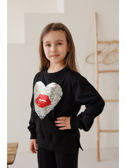  Пуловер с пайетками (7-12 лет) ( Negru 11 ani / 146 cm)