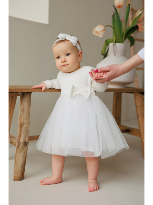  Dress with tulle (3 months - 2 years) ( Crem 1 an / 80 cm)
