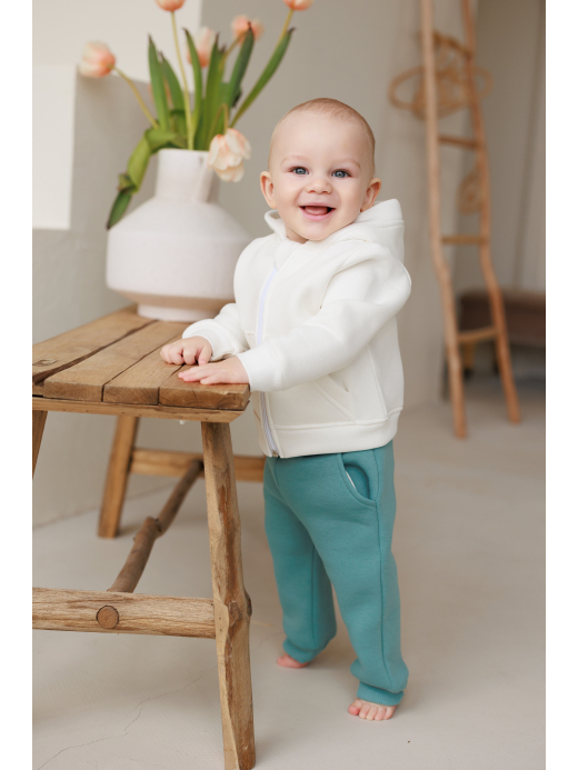  Set: hooded jacket and trousers (3month- 2 years) ( Crem 9 luni / 74 cm)