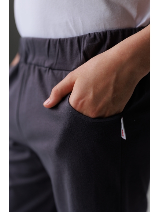  Pantaloni scurți cu buzunare laterale (7-12 ani) ( Gri închis 10 ani / 140 cm)