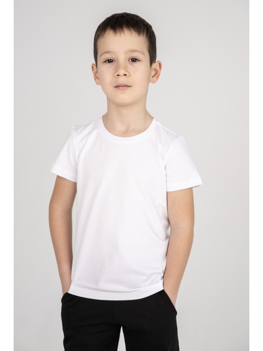  Tricou mânecă scurtă model unisex (2-12 ani) ( Alb 6 ani / 116 cm)