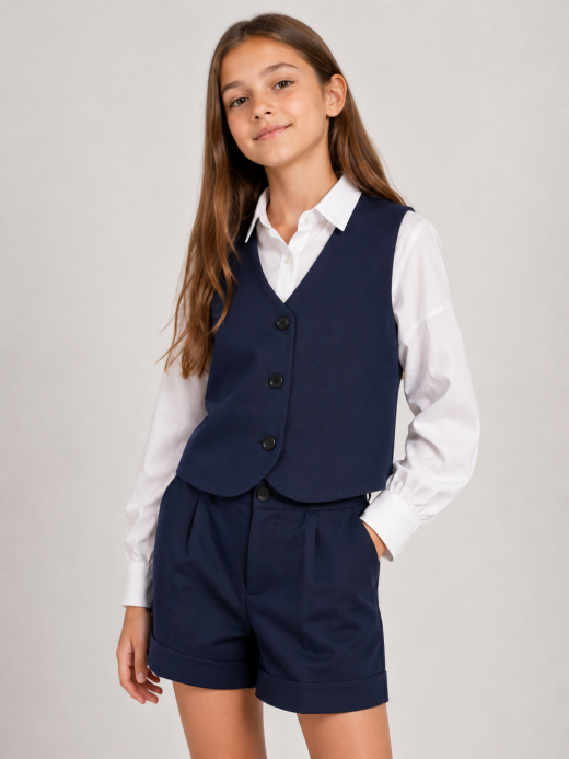  Vestă bleumarin pentru fete ( Albastru închis 10 ani / 140 cm)