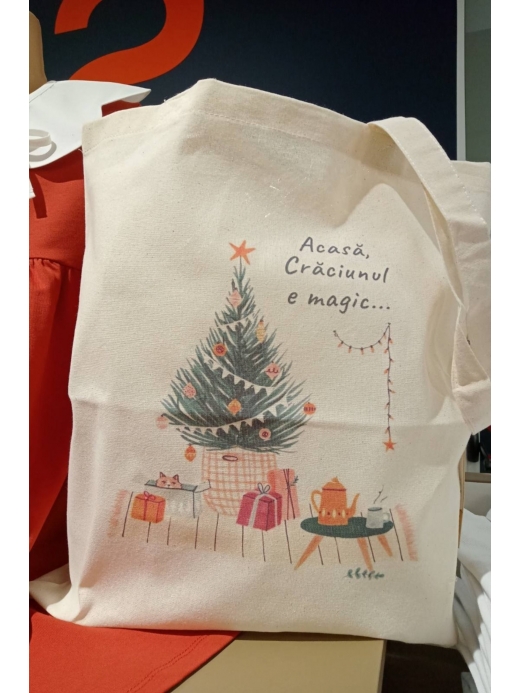  Sacoșă textilă Crăciun ( Bej)