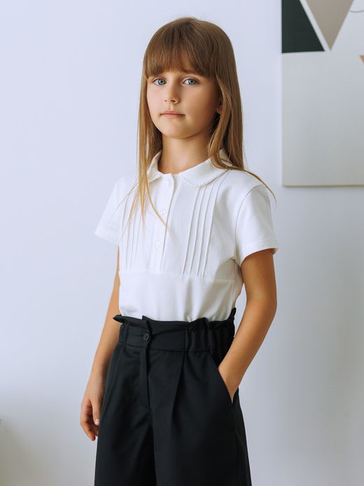  Bluză сu pense decorative (10-12 ani) ( Alb 10 ani / 140 cm)