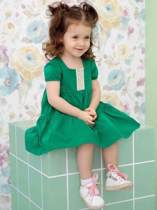  Rochie cu decolteu pătrat (1-8 ani) ( Verde 6 ani / 116 cm)