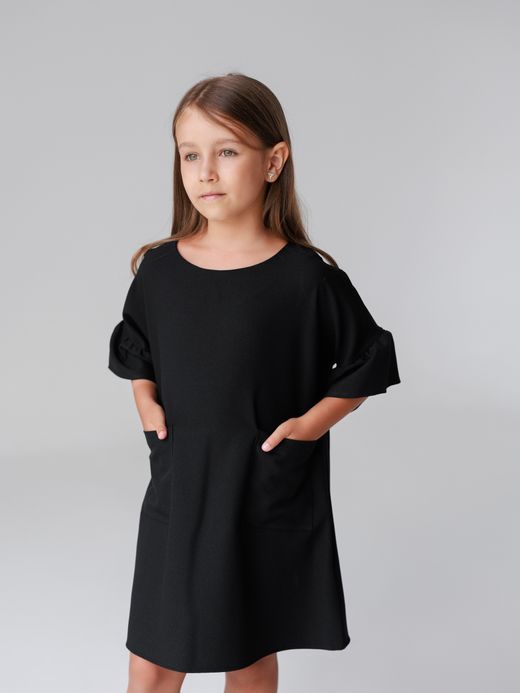  Rochie neagră oversize (7-12 ani) ( Negru 11 ani / 146 cm)