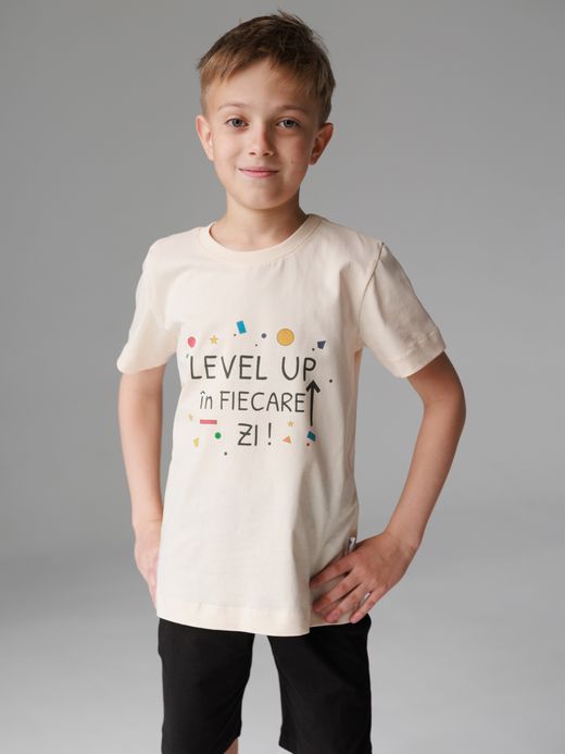  Tricou cu imprimeu (2-8 ani) ( Bej 4 ani / 104 cm)