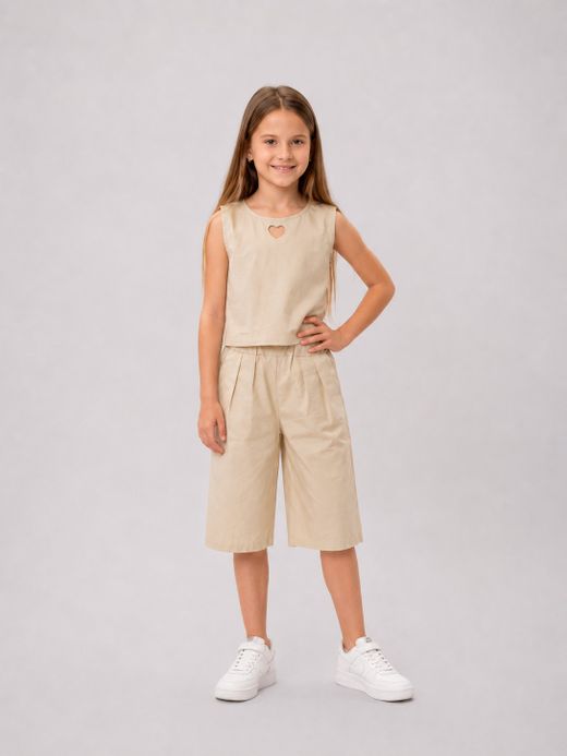  Girls' Cotton Set – Top and Culotte Pants ( Girls' Cotton Set – Top and Culotte Pants)