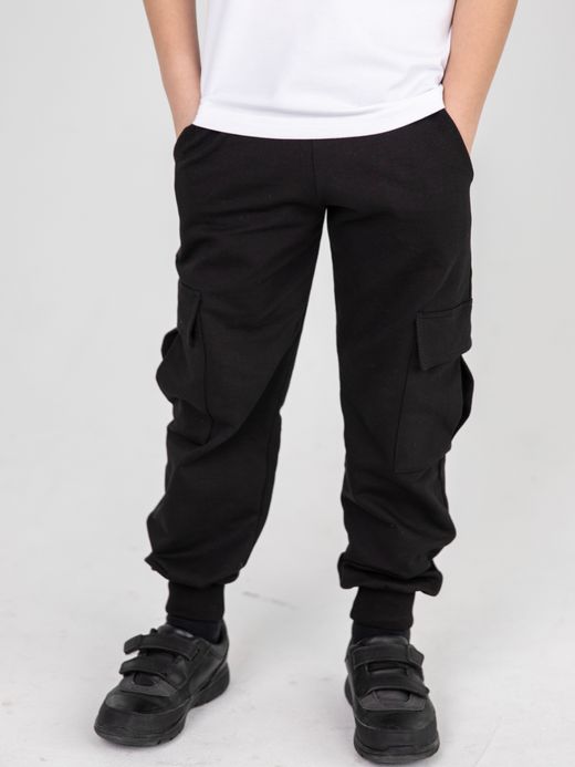  Pantaloni  Cargo (7-10 ani) ( Negru 7 ani / 122 cm)