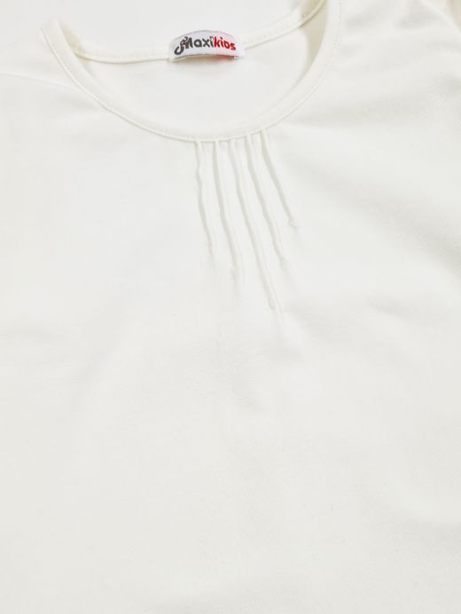  Bluză cu pense decorative (1-8 ani) ( Crem 2 ani / 92 cm)