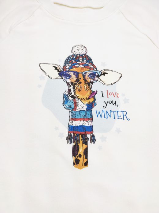  Pulover cu imprimeu (1-8 ani) ( Crem 4 ani / 104 cm)