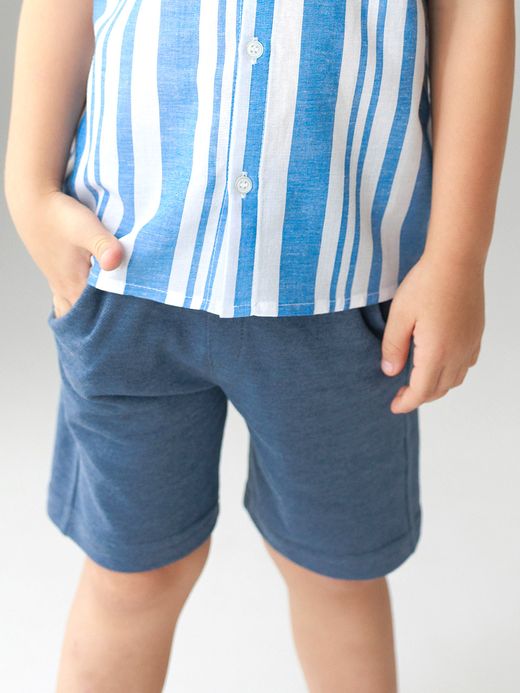  Pantaloni scurți cu buzunare laterale (2-8 ani) ( Albastru 8 ani / 128 cm)