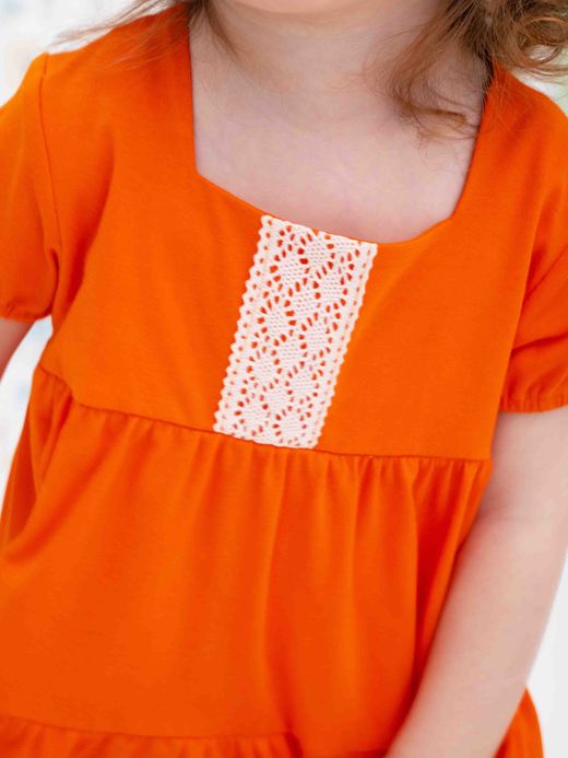  Rochie cu decolteu pătrat (1-8 ani) ( Orange 8 ani / 128 cm)