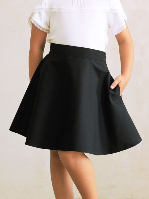  Skirt with side pockets (7-12 years) ( Negru 12 ani / 152 cm)