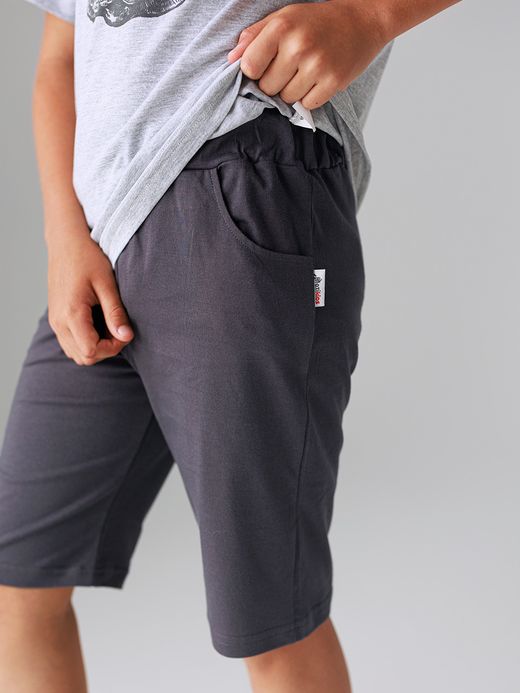  Pantaloni scurți cu buzunare laterale (7-12 ani) ( Gri închis 11 ani / 146 cm)