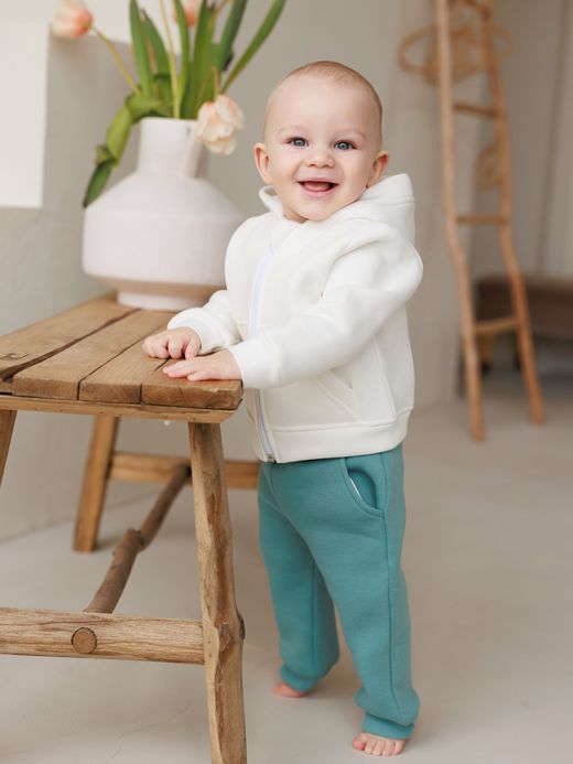  Set: jacheta si pantaloni (3luni-2 ani) ( Crem 9 luni / 74 cm)