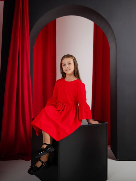  Rochie (7-12 ani) ( Roșu 11 ani / 146 cm)